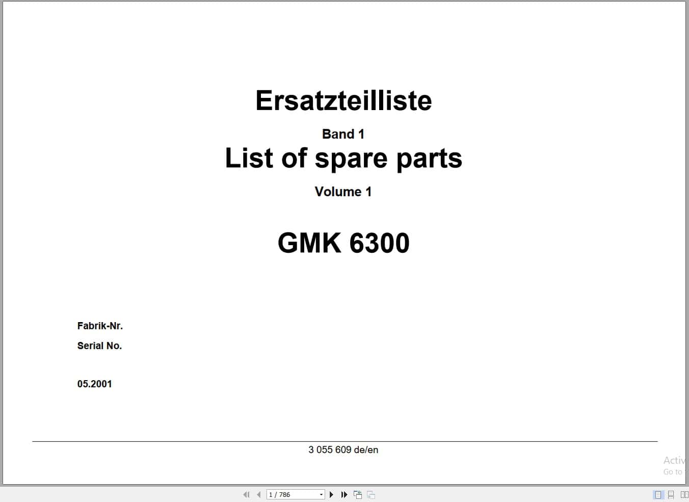 Grove Crane GMK 6300 Spare Parts List 3055609 2001 EN DE (1)