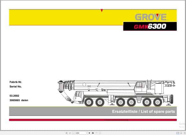 Grove Crane GMK 6300 Spare Parts List 3065665 2002 (1)