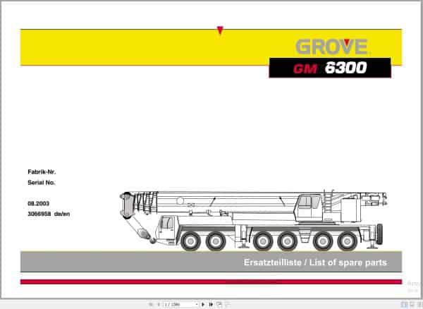 Grove Crane GMK 6300 Spare Parts List 3066958 2003 (1)