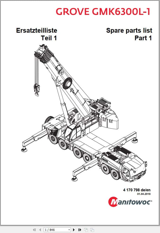 Grove Crane GMK 6300L 1 Spare Parts List 4170798 2018 (1)