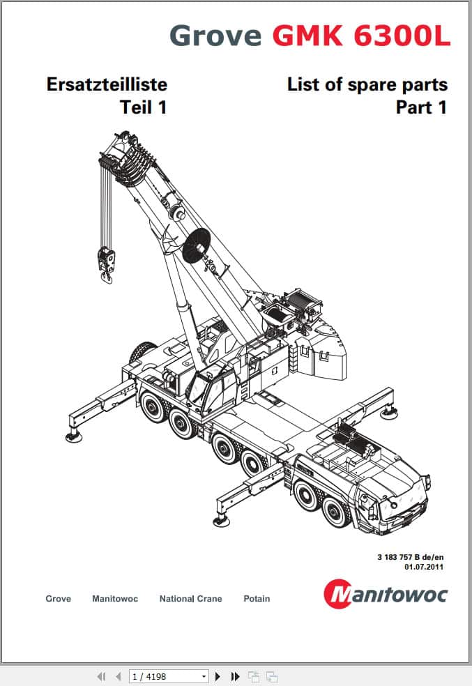 Grove Crane GMK 6300L Spare Parts List 3183757B 2011 (1)