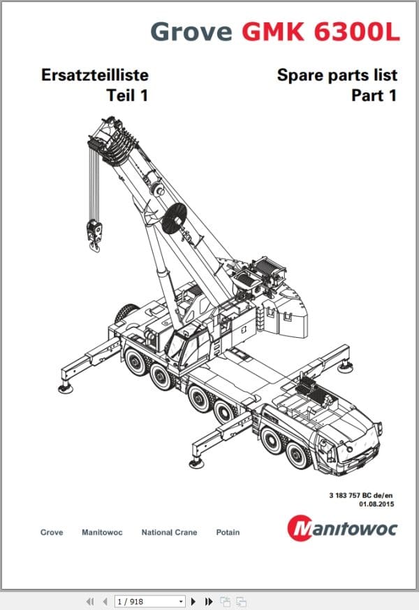 Grove Crane GMK 6300L Spare Parts List 3183757BC 2015 (1)