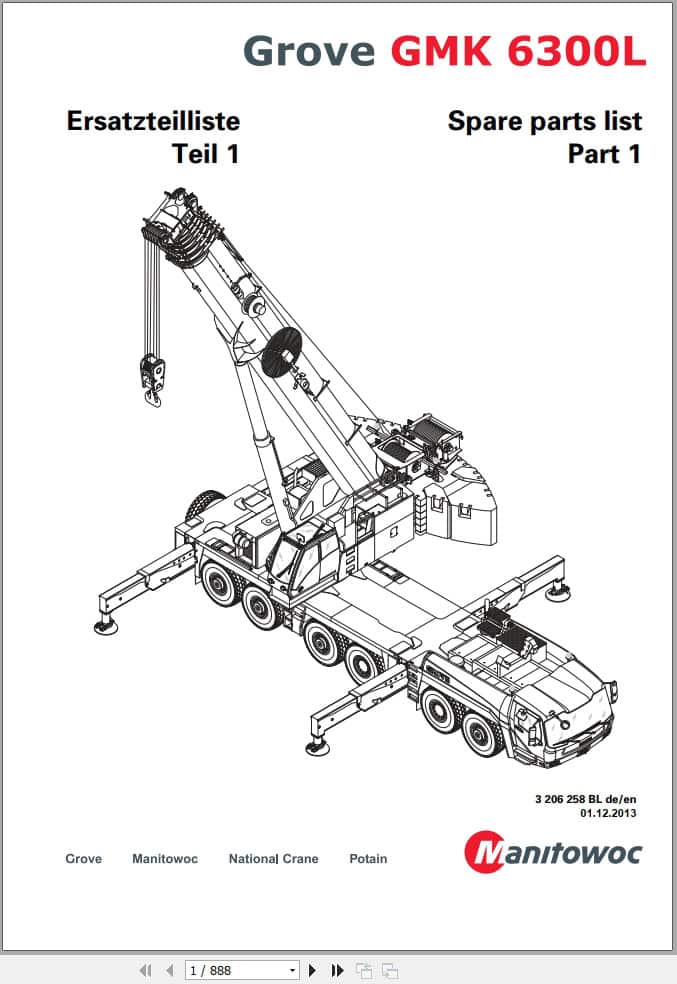 Grove Crane GMK 6300L Spare Parts List 3206258BL 2013 (1)