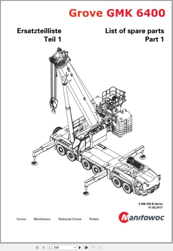 Grove Crane GMK 6400 Spare Parts List 3206250B 2017 (1)