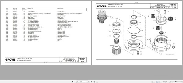 Grove Crane GMK 7450 Spare Parts List 3183750 2009 (2)