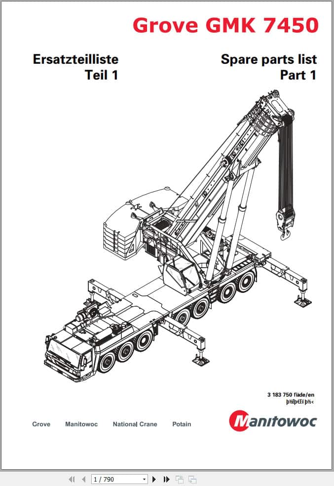 Grove Crane GMK 7450 Spare Parts List 3183750fi 2015 (1)