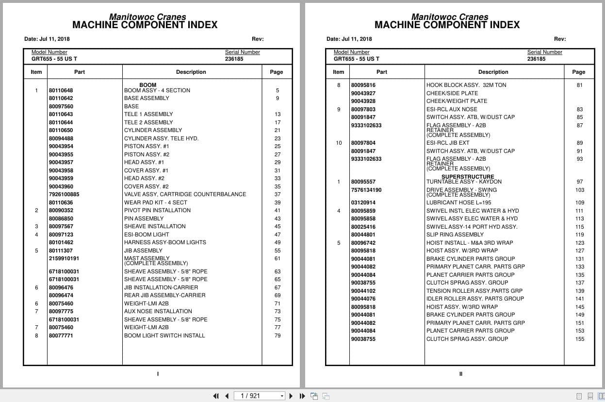Grove Crane GRT655   55US T 236185 Parts Manual 2018 (1)