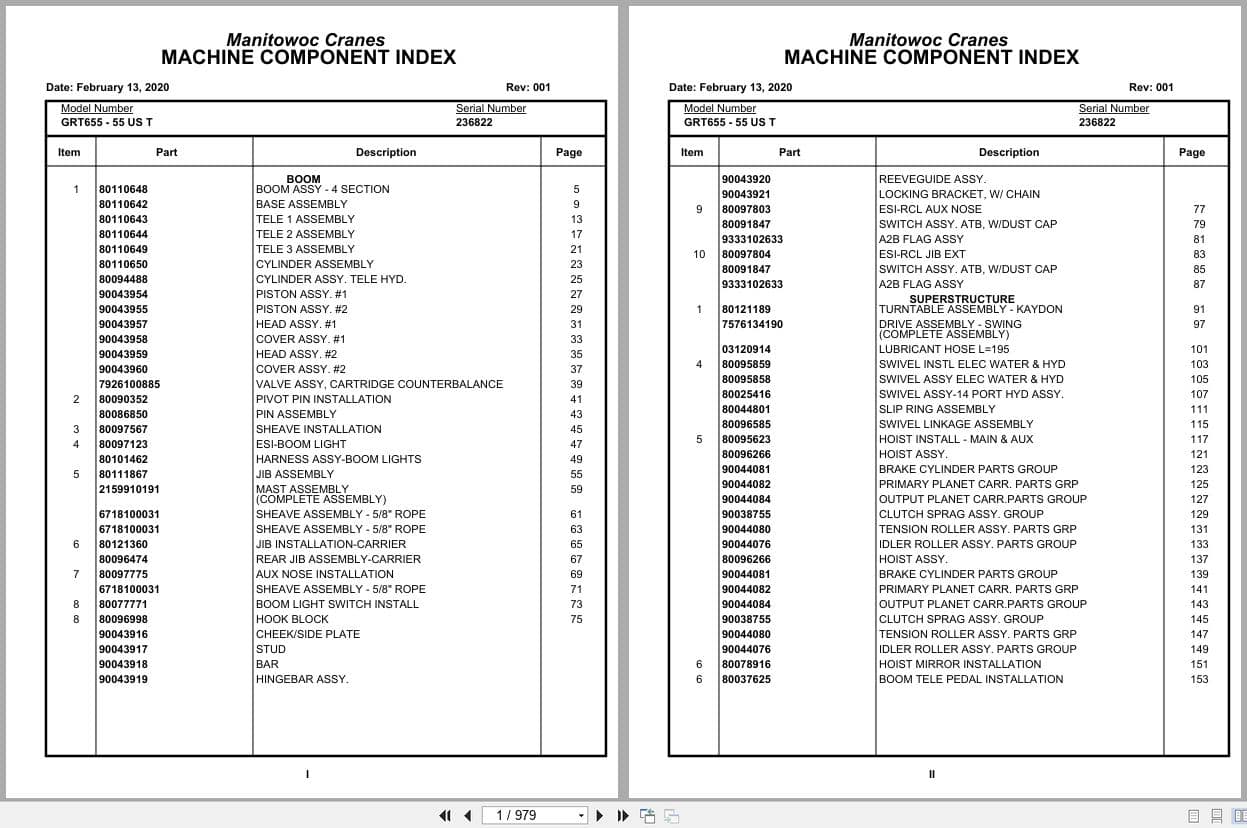 Grove Crane GRT655   55US T 236822 Parts Manual 2020 (1)