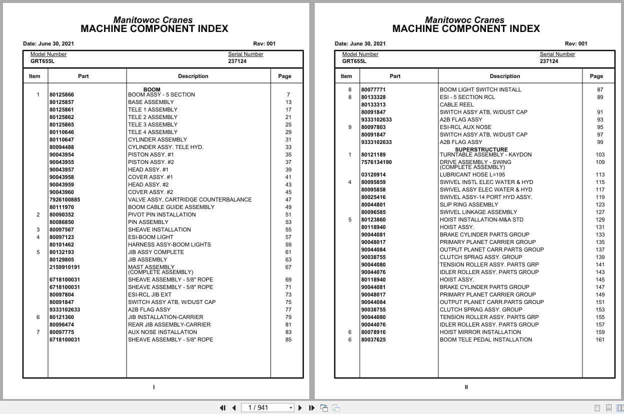Grove Crane GRT655L 237124 Parts Manual 2021 (1)