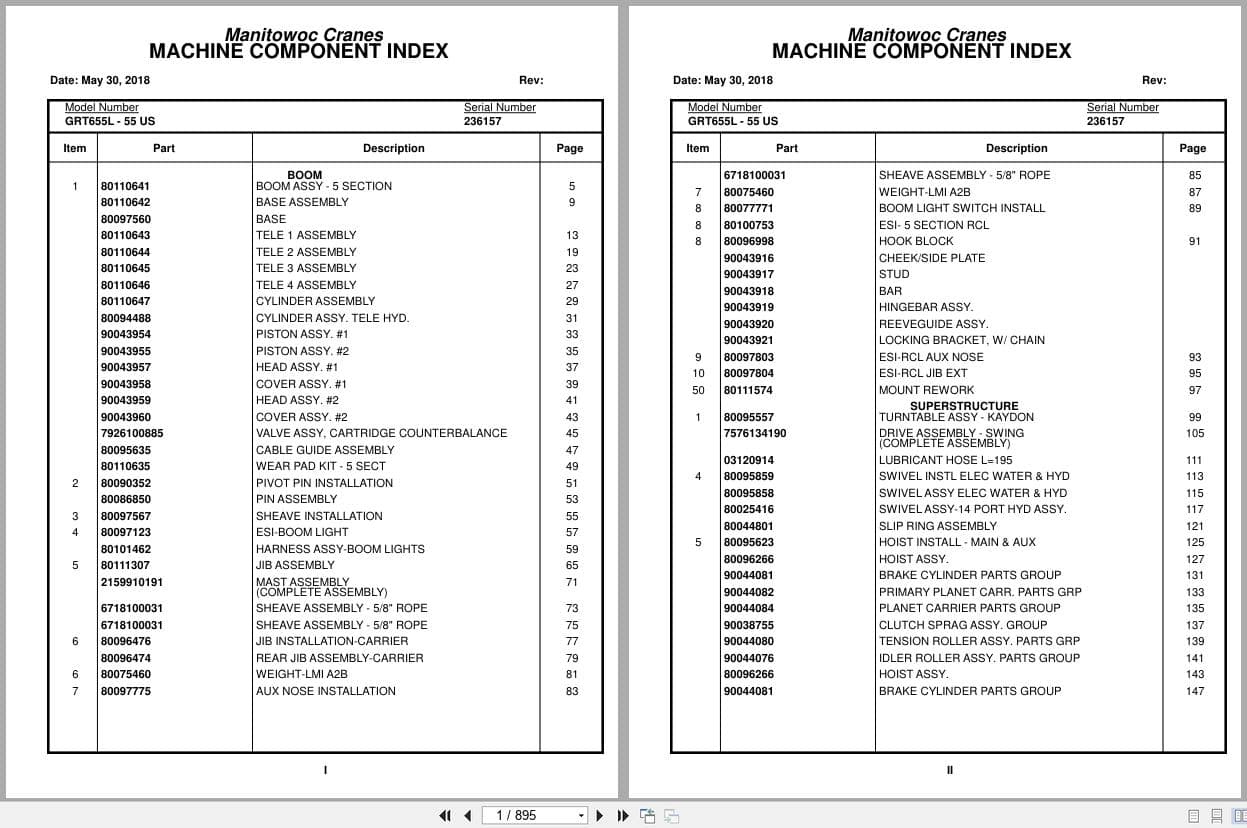 Grove Crane GRT655L   55US 236157 Parts Manual 2018 (1)