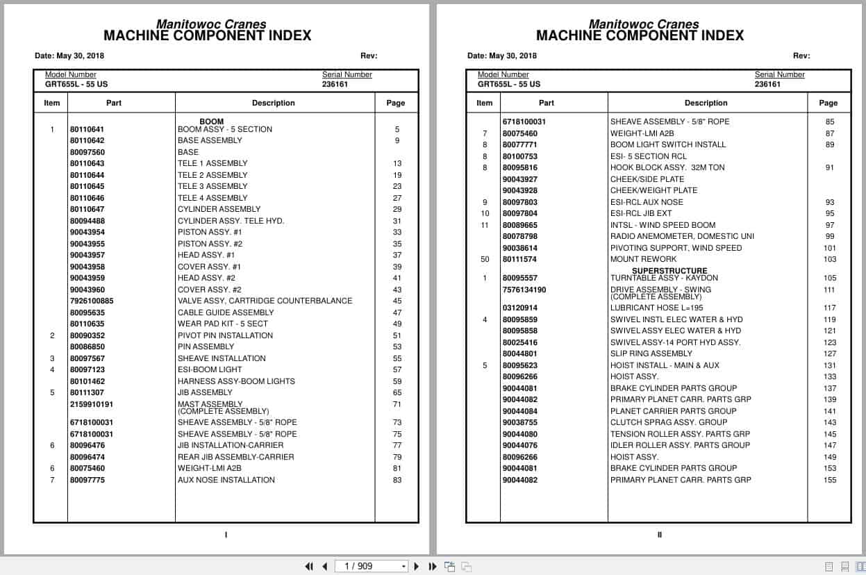 Grove Crane GRT655L   55US 236161 Parts Manual 2018 (1)