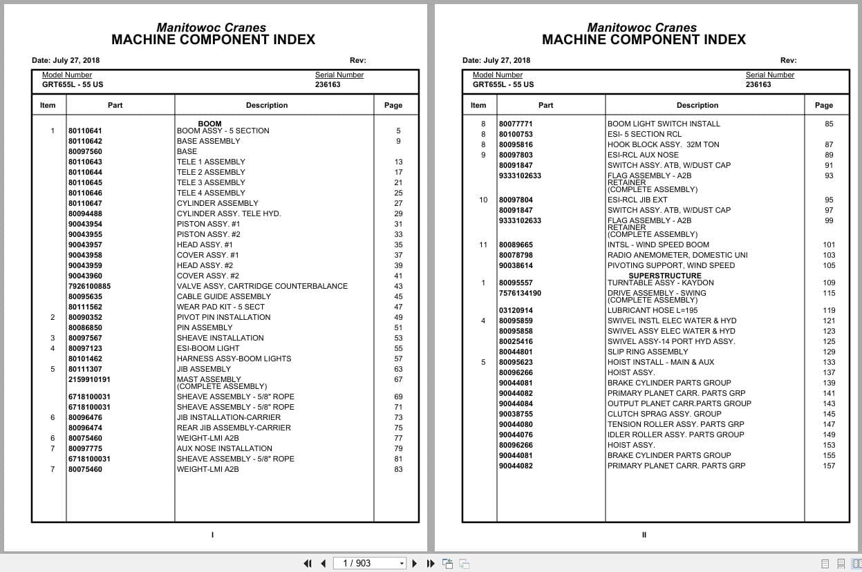 Grove Crane GRT655L   55US 236163 Parts Manual 2018 (1)
