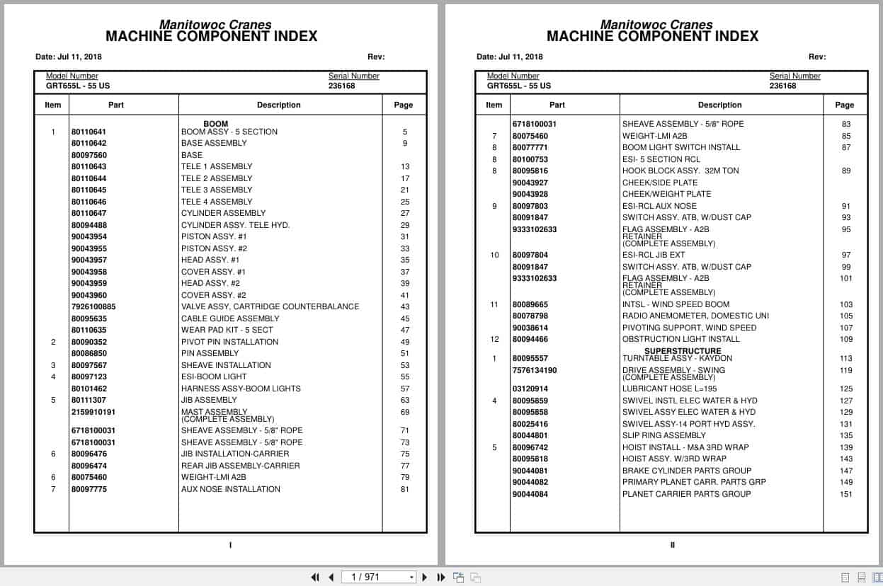Grove Crane GRT655L   55US 236168 Parts Manual 2018 (1)
