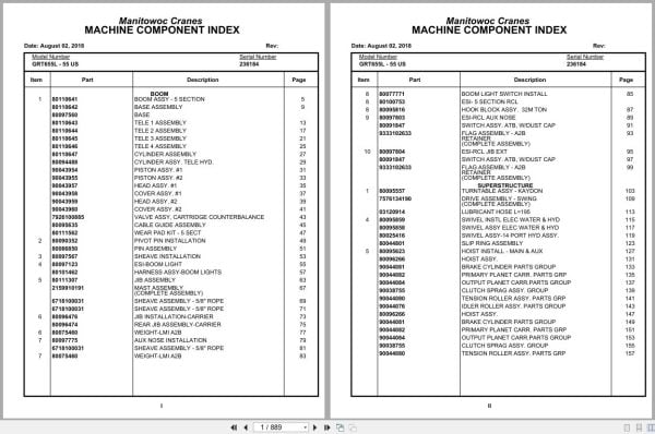 Grove Crane GRT655L   55US 236184 Parts Manual 2018 (1)