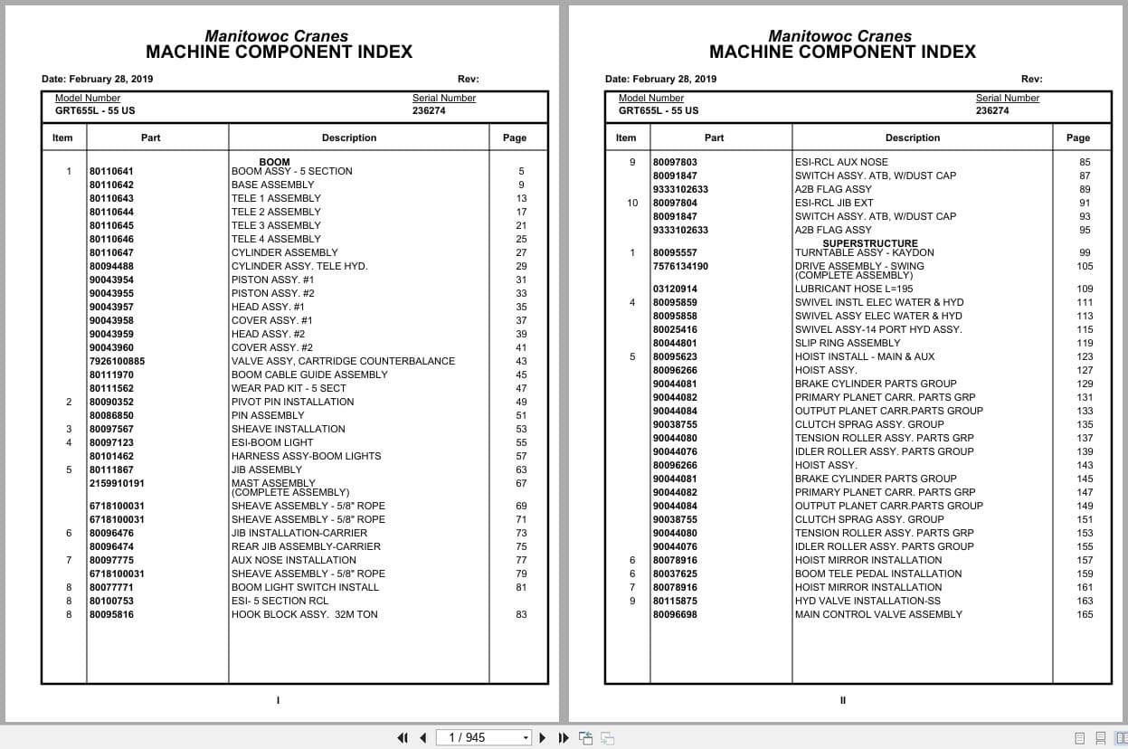 Grove Crane GRT655L   55US 236274 Parts Manual 2019 (1)