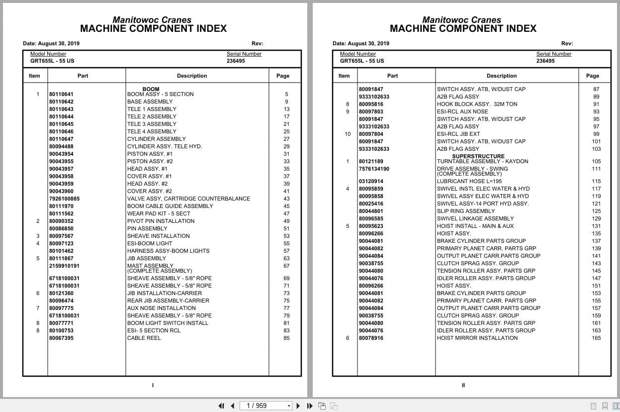 Grove Crane GRT655L   55US 236495 Parts Manual 2019 (1)