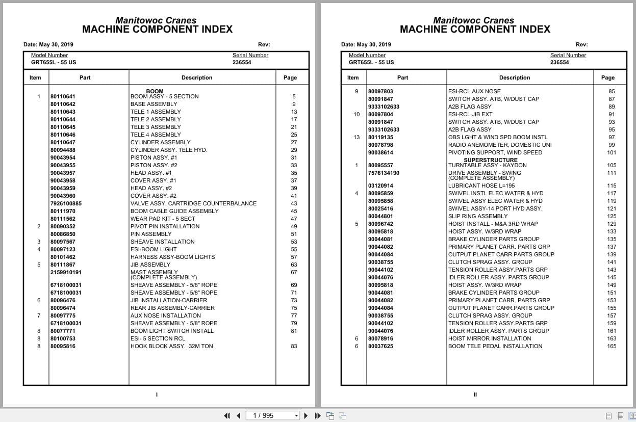 Grove Crane GRT655L   55US 236554 Parts Manual 2019 (1)