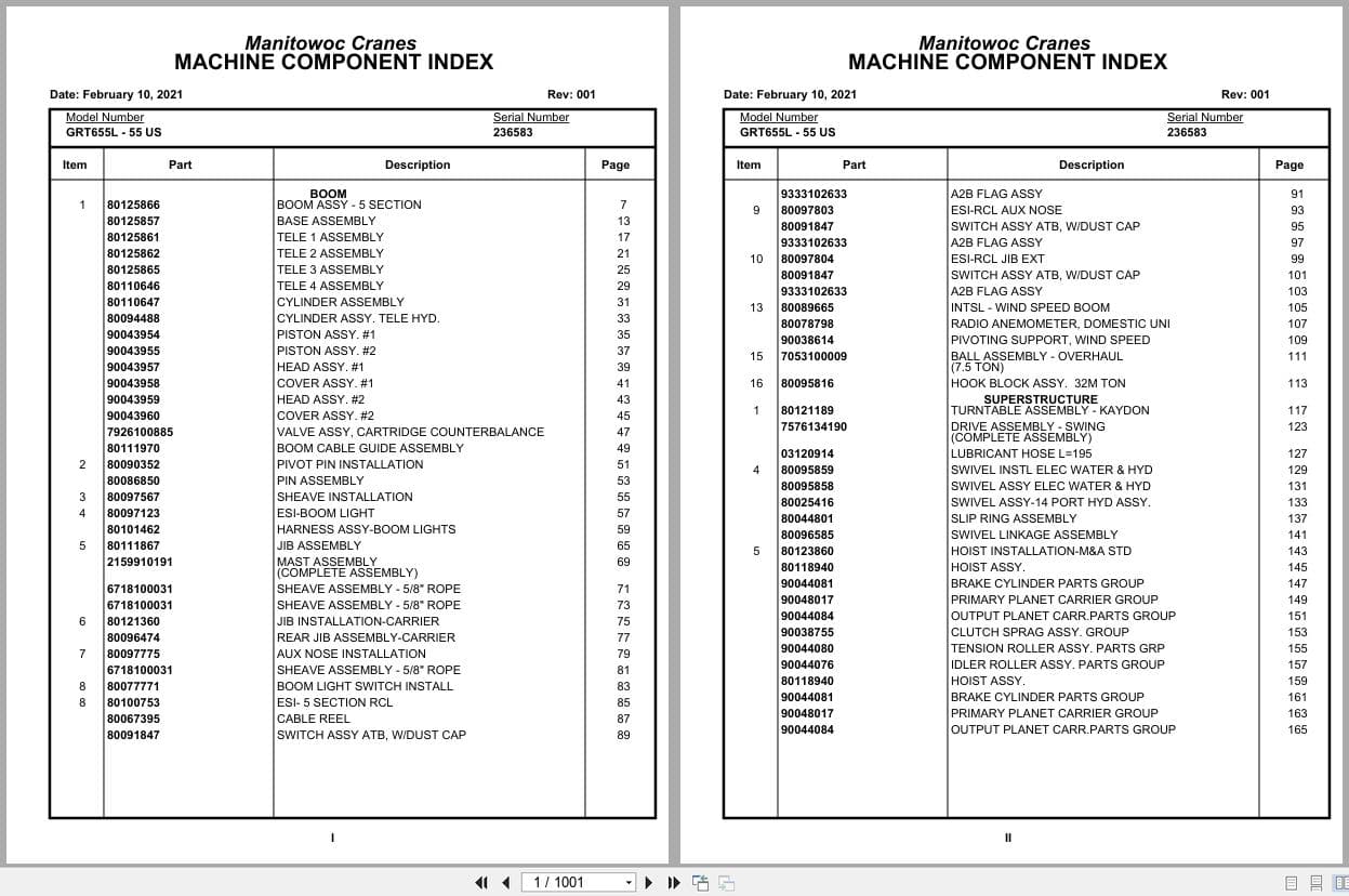 Grove Crane GRT655L   55US 236583 Parts Manual 2021 (1)