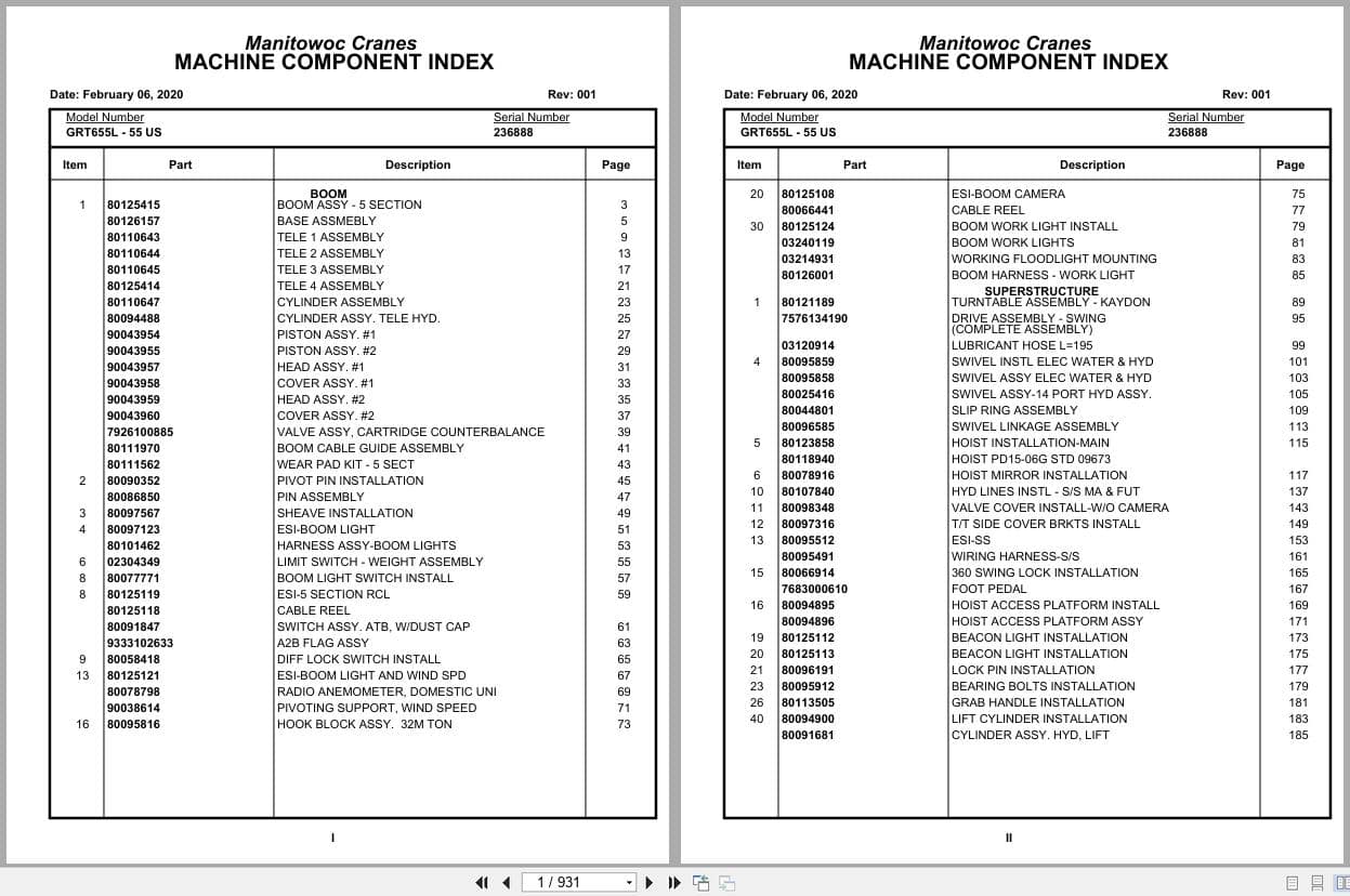 Grove Crane GRT655L   55US 236888 Parts Manual 2020 (1)