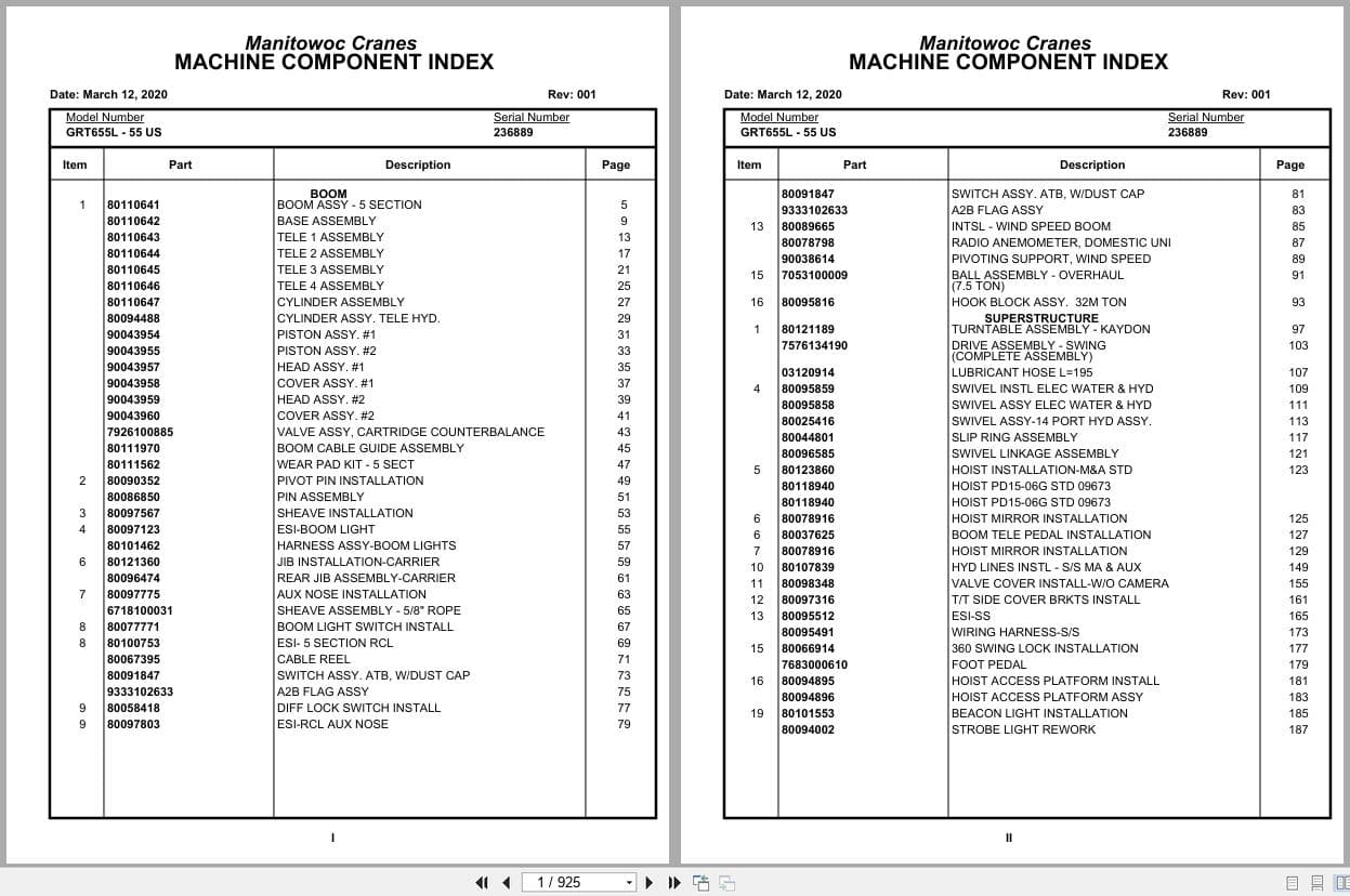 Grove Crane GRT655L   55US 236889 Parts Manual 2020 (1)