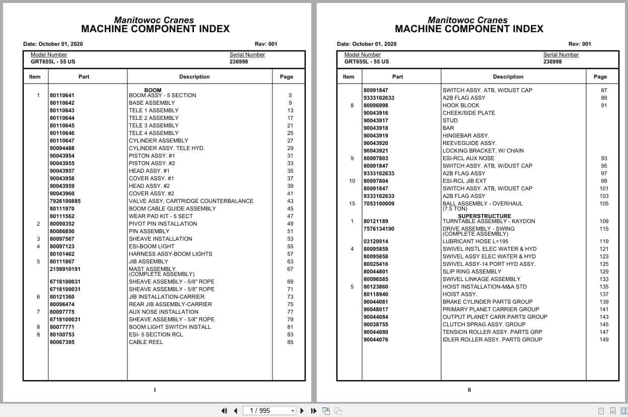 Grove Crane GRT655L   55US 236998 Parts Manual 2020 (1)