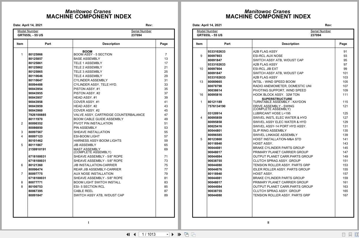 Grove Crane GRT655L   55US 237094 Parts Manual 2021 (1)