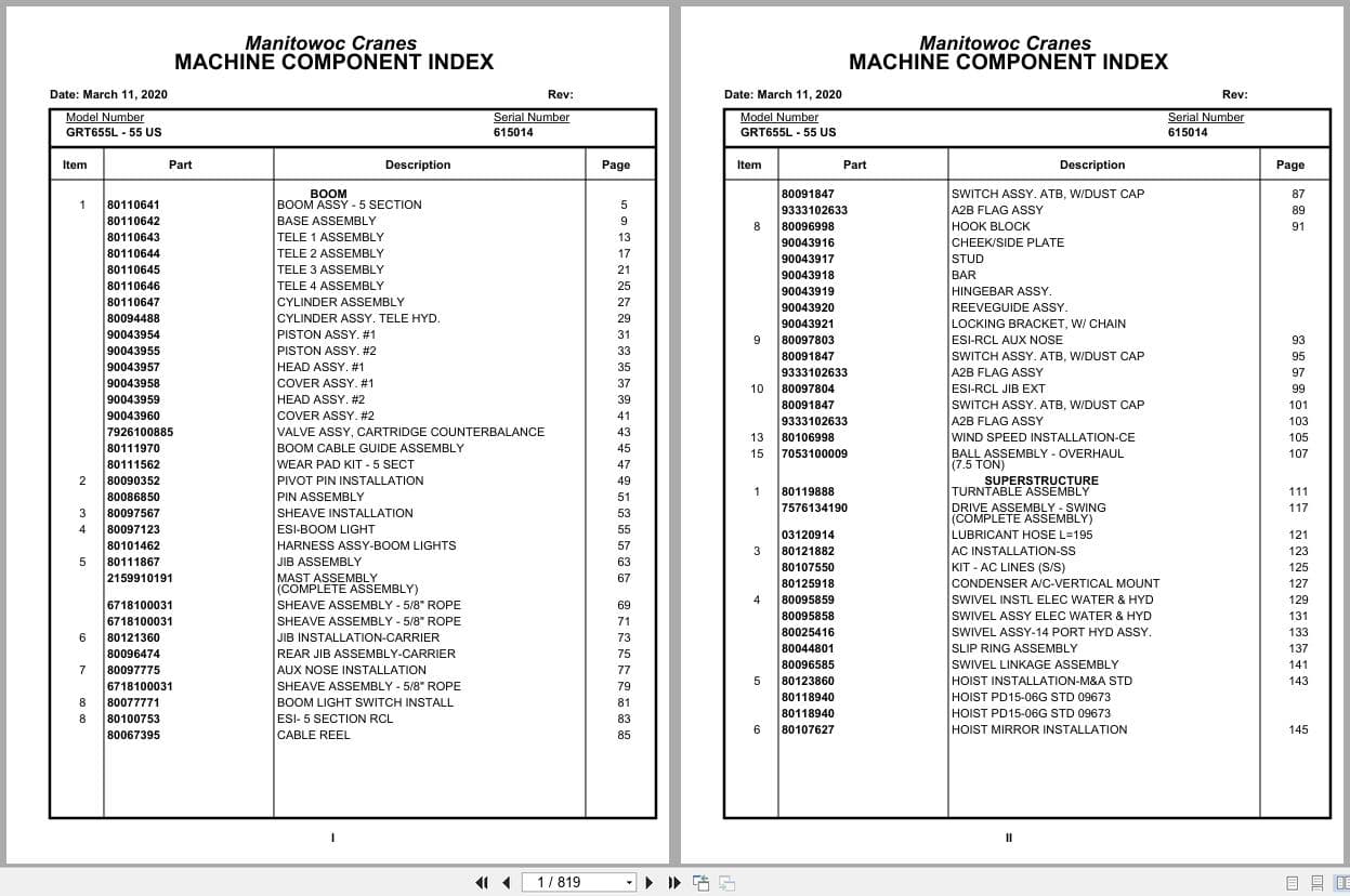 Grove Crane GRT655L   55US 615014 Parts Manual 2020 (1)