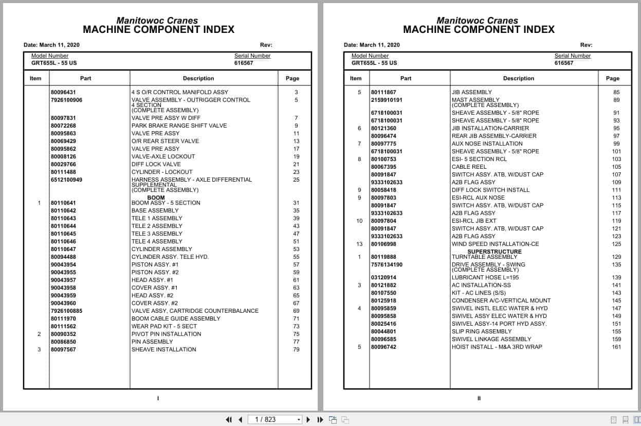 Grove Crane GRT655L   55US 616567 Parts Manual 2020 (1)