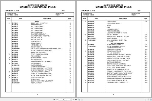 Grove Crane GRT655L 55US 616594 Parts Manual 2020 (1)