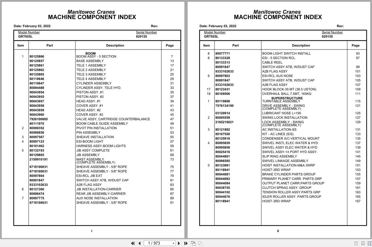 Grove Crane GRT655L 620155 Parts Manual 2022 (1)