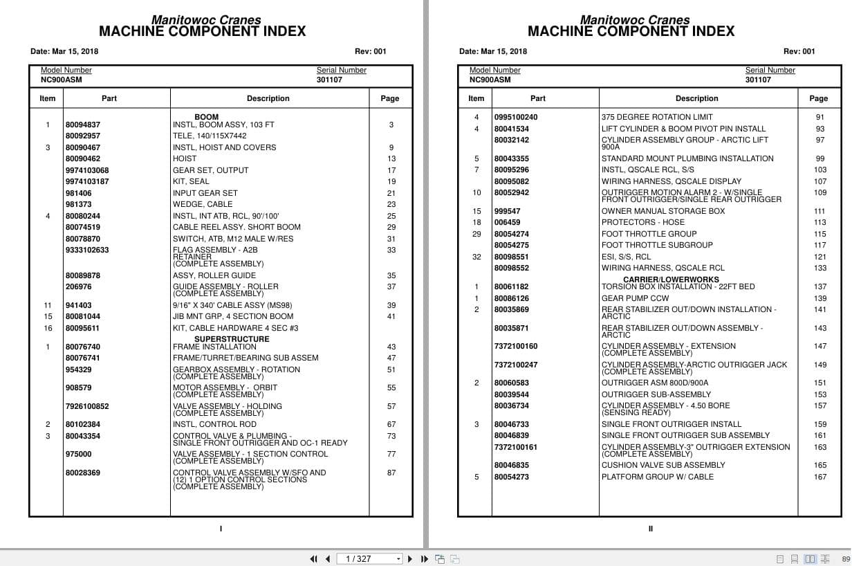 Grove Crane NC900ASM 301107 Parts Manual (1)