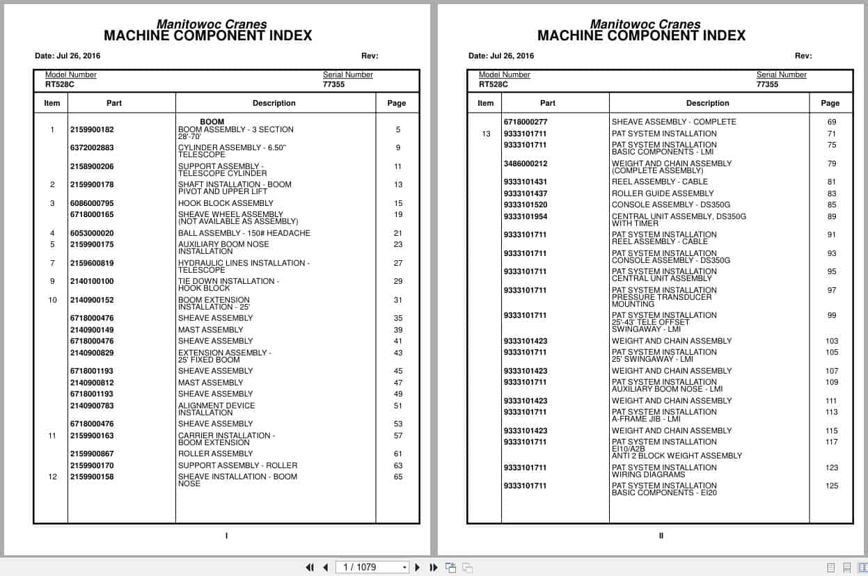 Grove Crane RT500C 77355 Parts Manual 2016 (1)