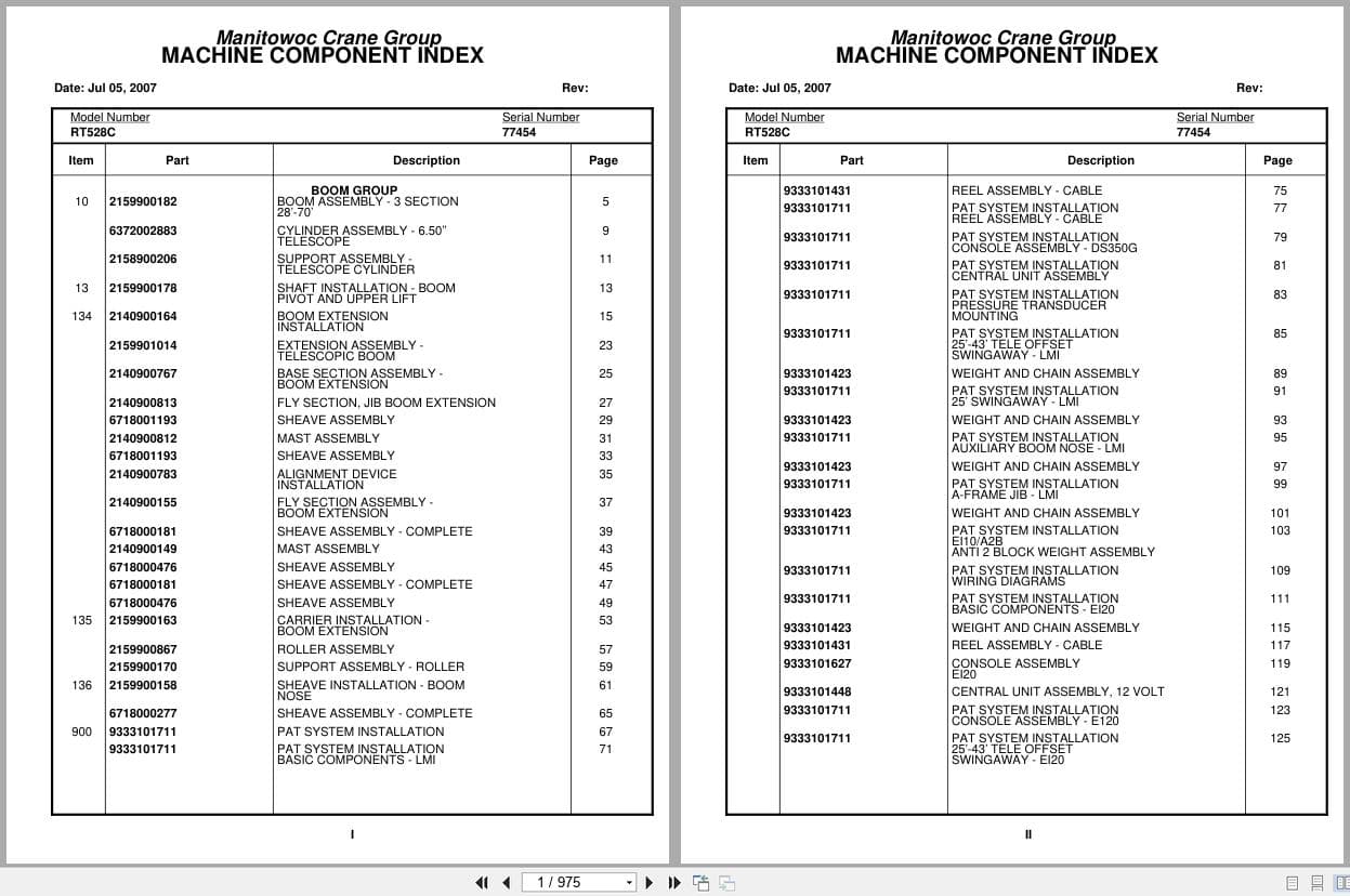 Grove Crane RT500C 77454 Parts Manual 2007 (1)
