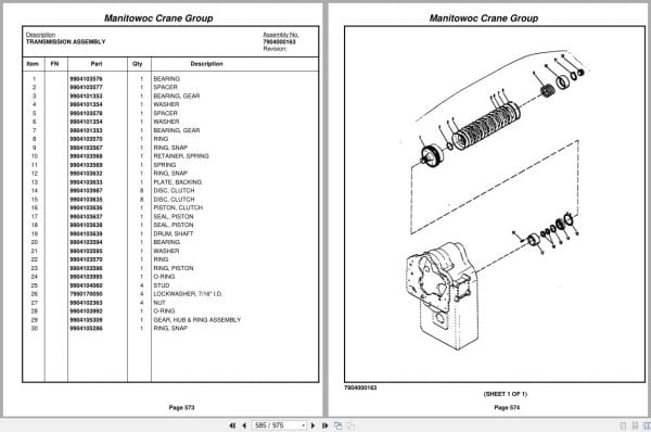 Grove Crane RT500C 77454 Parts Manual 2007