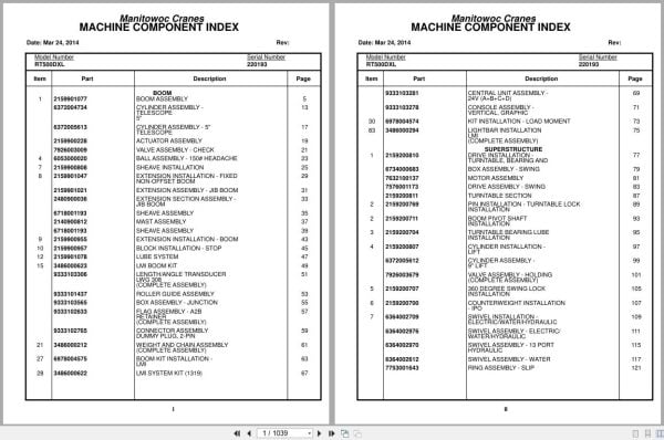 Grove Crane RT500DXL 220193 Parts Manual 2014 (1)