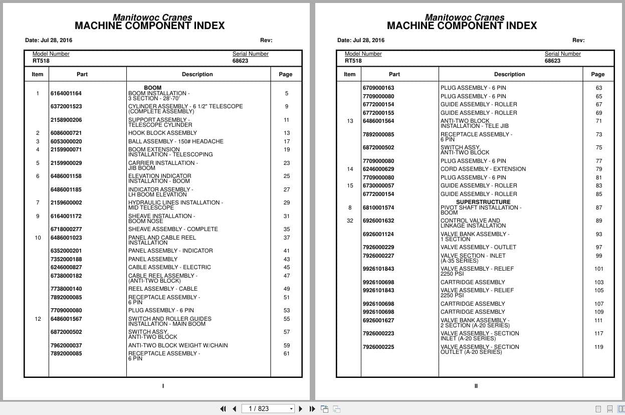 Grove Crane RT518 68623 Parts Manual 2016 (1)