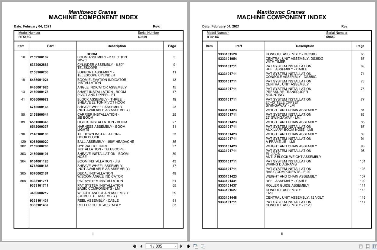 Grove Crane RT518C 69859 Parts Manual 2021 (1)