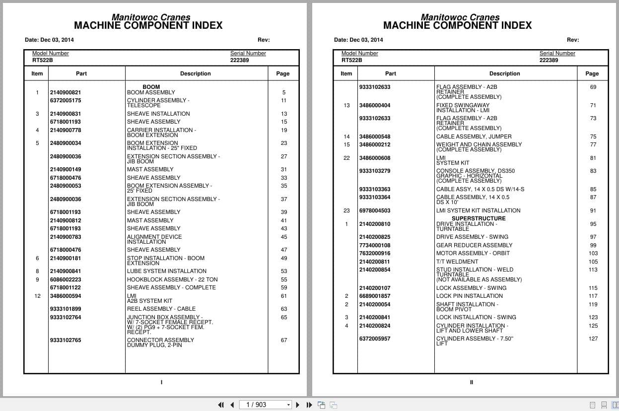 Grove Crane RT522B 222389 Parts Manual 2014 (1)