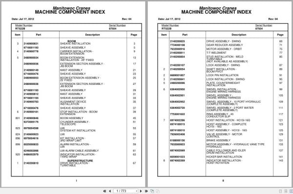Grove Crane RT522B 87504 Parts Manual 2012 (1)