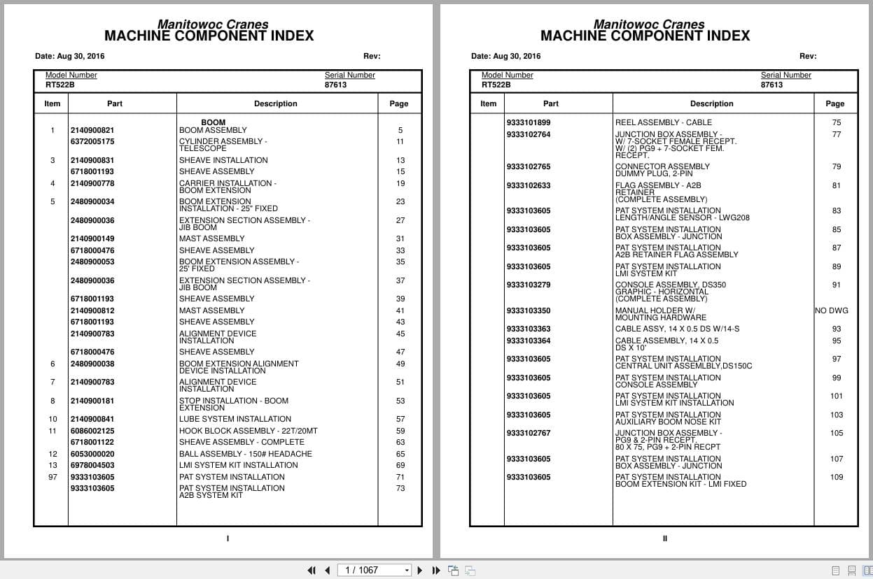 Grove Crane RT522B 87613 Parts Manual 2016 (1)