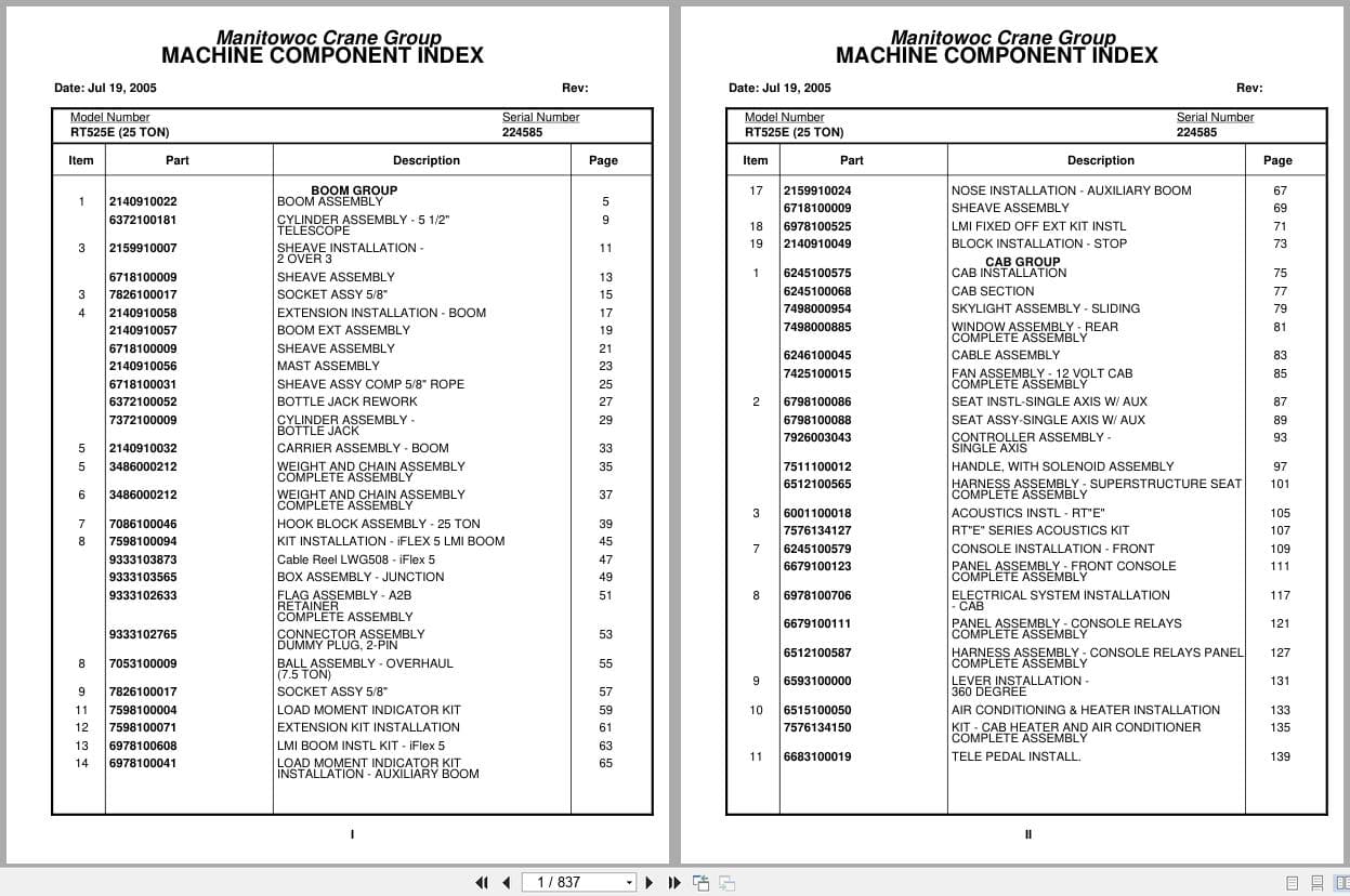 Grove Crane RT525E 224585 Parts Manual 2005 (1)