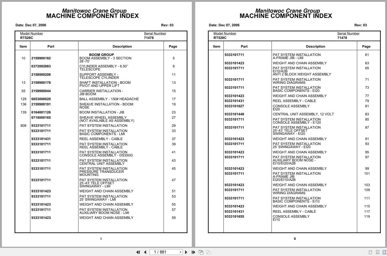 Grove Crane RT528C 71478 Parts Manual 2006 (1)