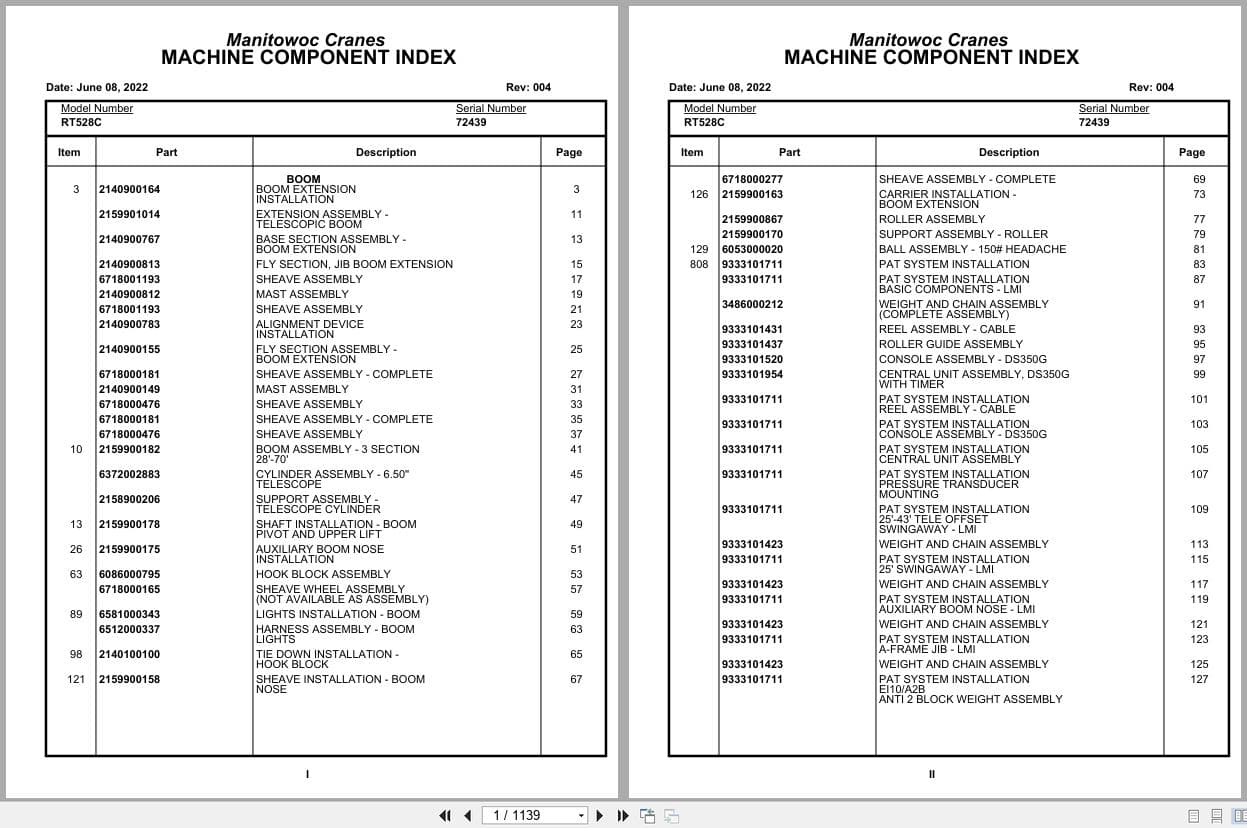 Grove Crane RT528C 72439 Parts Manual 2022 (1)