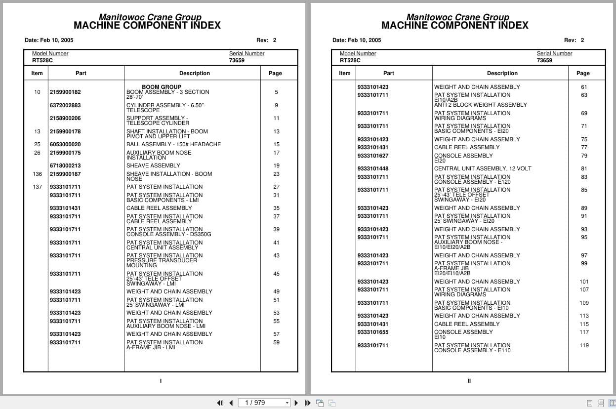 Grove Crane RT528C 73659 Parts Manual 2005 (1)