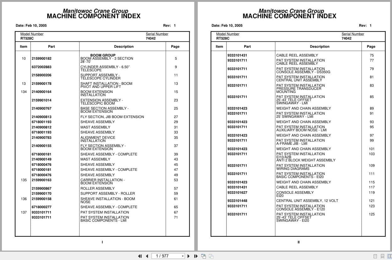Grove Crane RT528C 74042 Parts Manual 2005 (1)