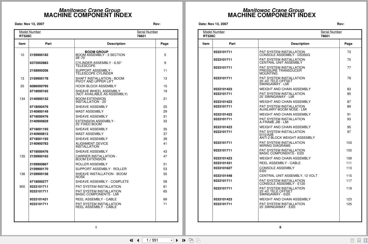 Grove Crane RT528C 76601 Parts Manual 2007 (1)