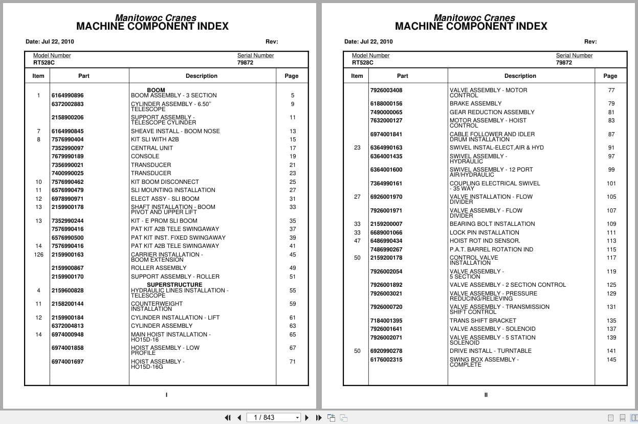Grove Crane RT528C 79872 Parts Manual 2010 (1)