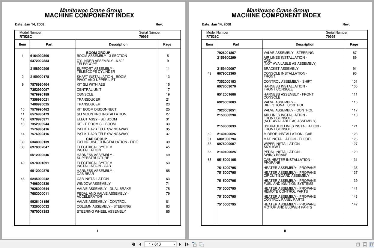 Grove Crane RT528C 79995 Parts Manual 2008 (1)