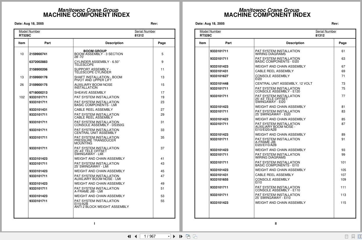 Grove Crane RT528C 81312 Parts Manual 2005 (1)