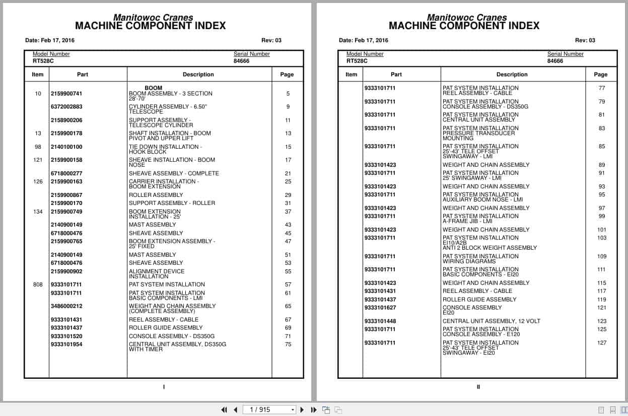 Grove Crane RT528C 84666 Parts Manual 2016 (1)